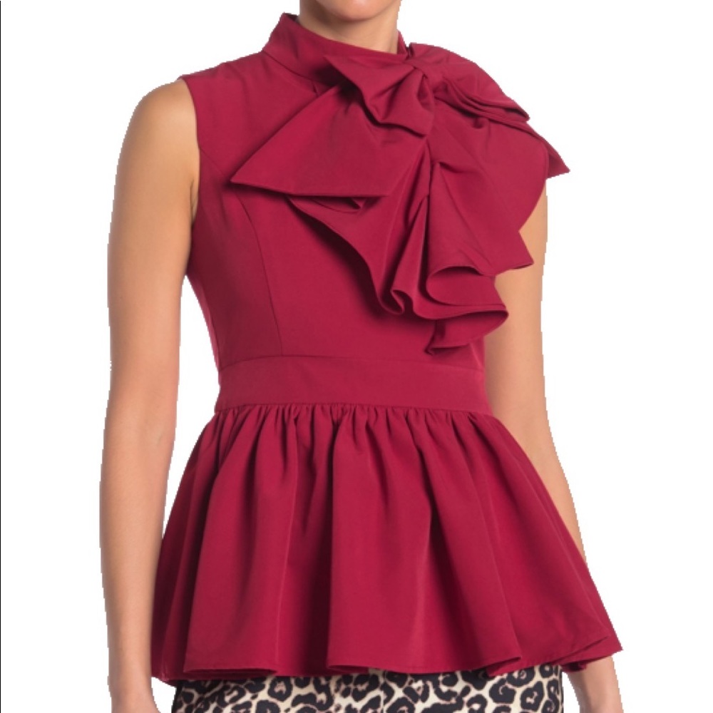 Gracia Bow Detail Peplum Top, S